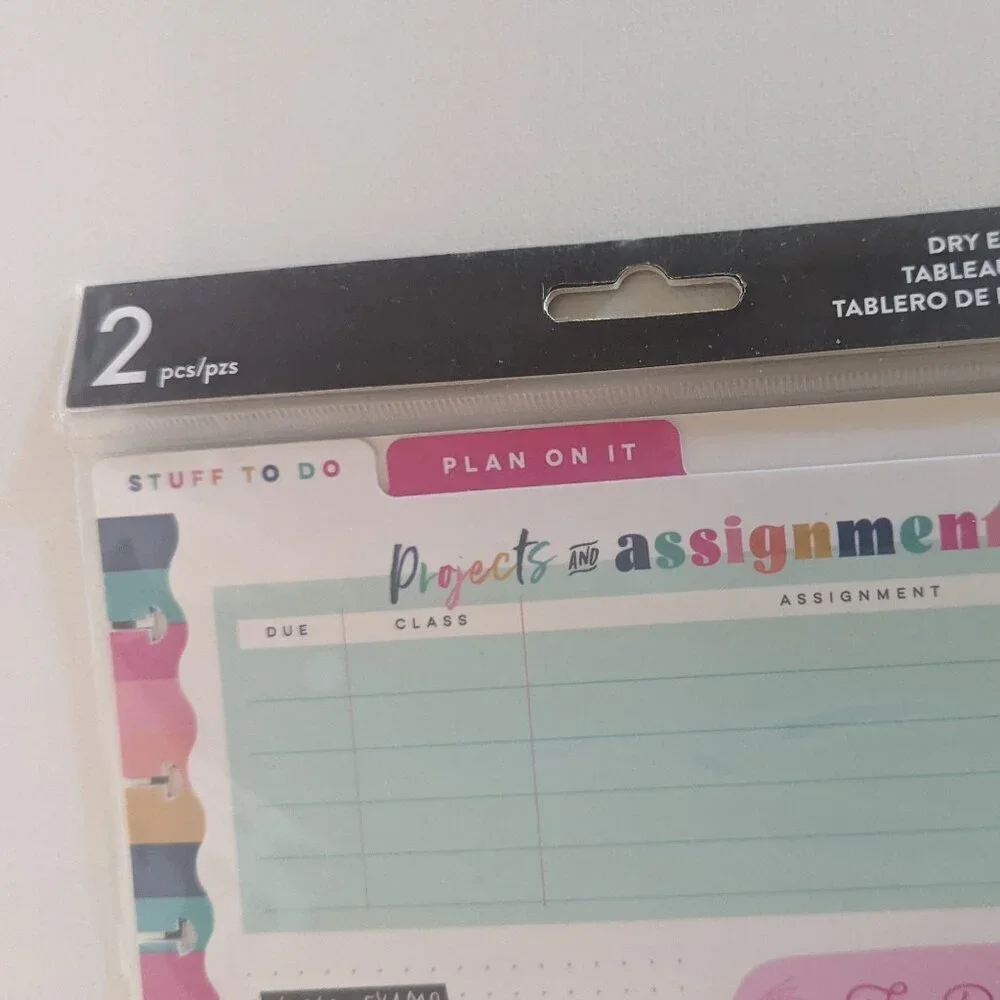 NWT Happy Planner 2 Dry Erase Dashboard 'Projects Assignments' Reusable Green